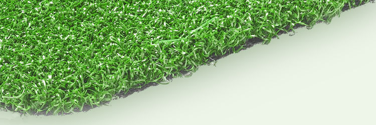 a dense artificial grass for playgrounds, with curled fibres and short pile height