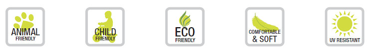Artificial grass icons - animal friendly, UV resistant etc.