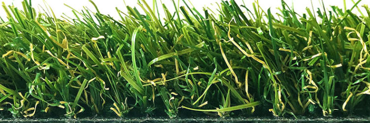 a popular artificial grass with a mix of colours and long, short and curled fibres
